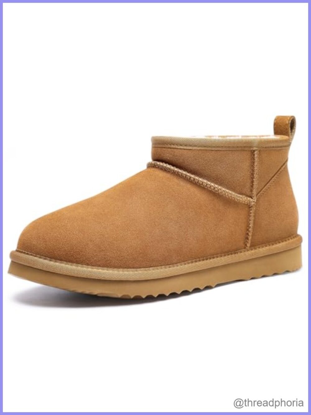 Genuine Suede Mini Snow Boots Fuzzy Lined Ankle Booties Winter Water Resistant